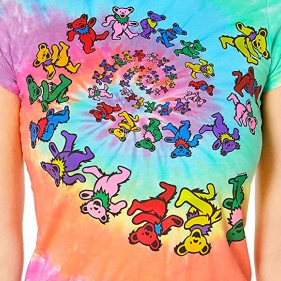 Grateful Dead Dancing Bears Tie Dye Liquid Blue jam rock T-Shirt XL NWT - Picture 2 of 3
